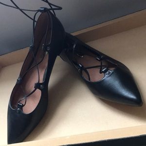 Lace Up Black Flats